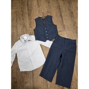 Van Heusen Navy Blue Light Blue 2 Piece Dress Set Suit Size 2T Boys Toddler